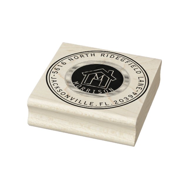 Haus mit Monogramm und Adresse Gummistempel (Stempel)