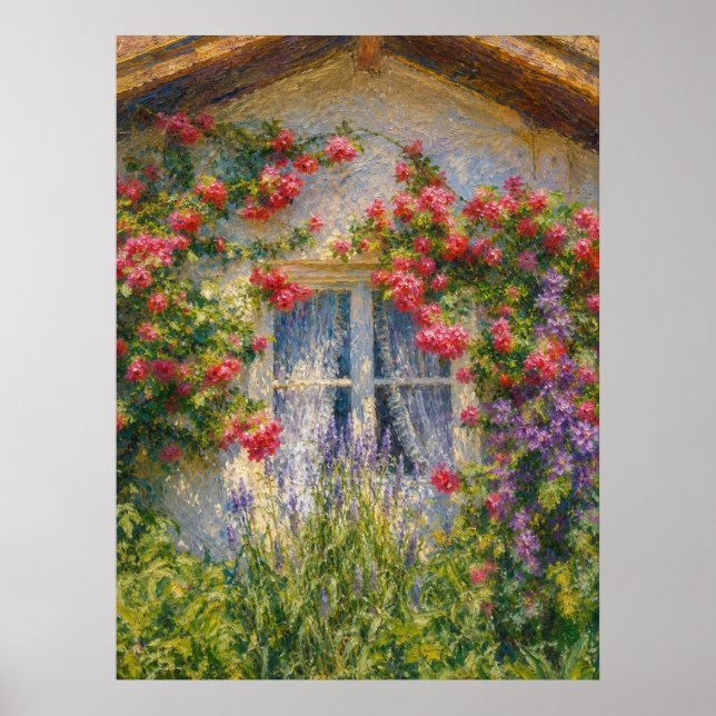 Haus mit Rosen Poster (Vorne)