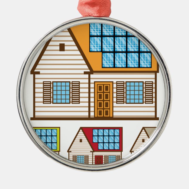 Haus mit Sonnenkollektoren Ornament Aus Metall (Vorne)