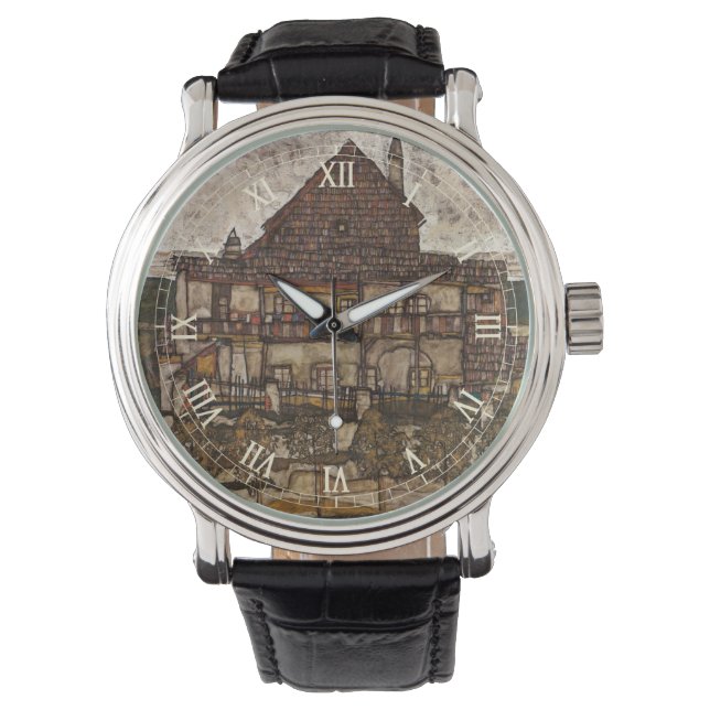 Haus mit Steindach von Egon Schiele Armbanduhr (Vorderseite)