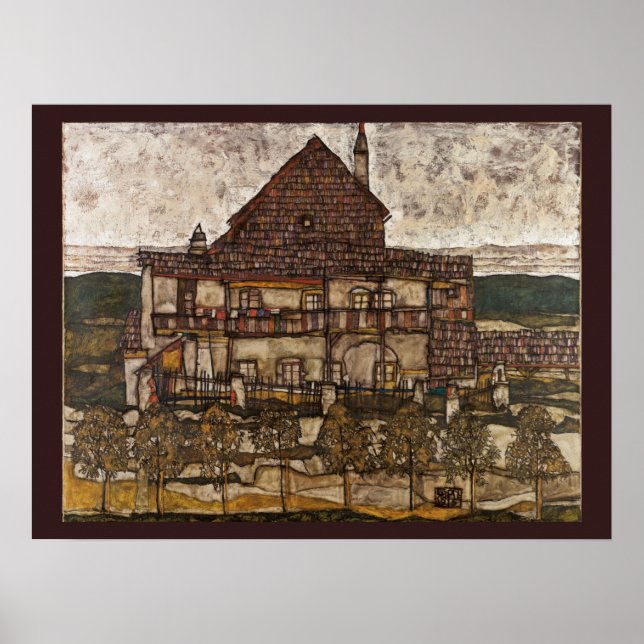 Haus mit Steindach von Egon Schiele Poster (Vorne)