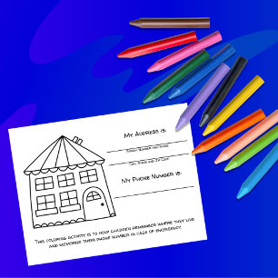 Haus-Notfall-Informationskarte für Kinder zum Ausm Postkarte