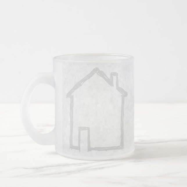 Haus-Skizze. Grau Mattglastasse (Links)
