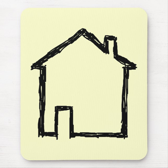 Haus-Skizze. Schwarzes und Creme Mousepad (Vorne)