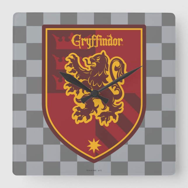 Haus-Stolz-Wappen Harry Potter | Gryffindor Quadratische Wanduhr (Vorderseite)
