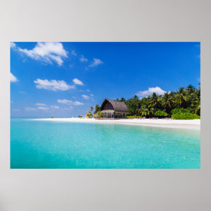 Haus-tropischer Sandy-Strand Poster