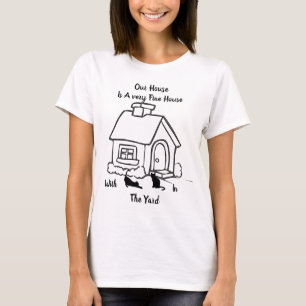Haus und Katzen schwarz und weiß T-Shirt