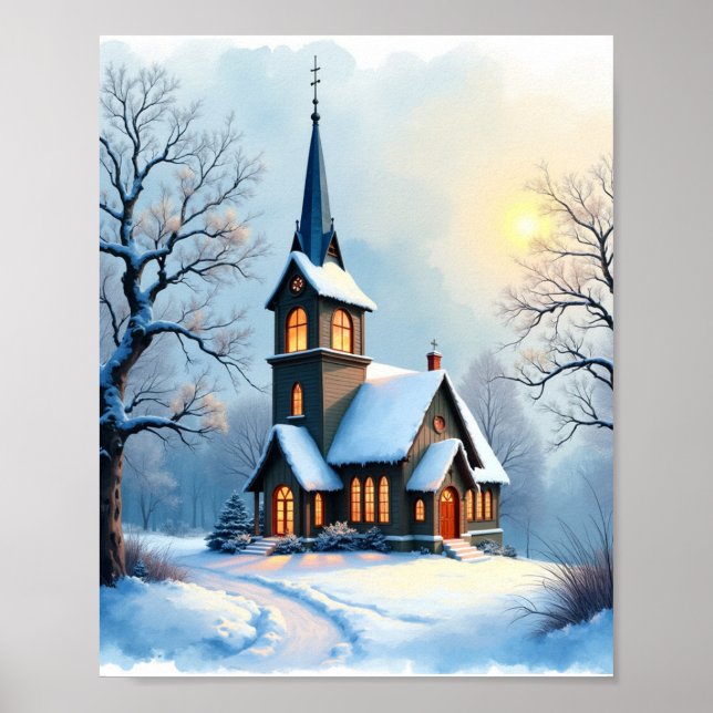 Haus unter Schnee Poster (Vorne)