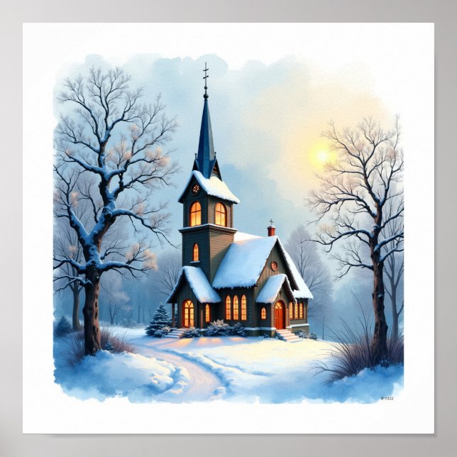 Haus unter Schnee Poster (Vorne)