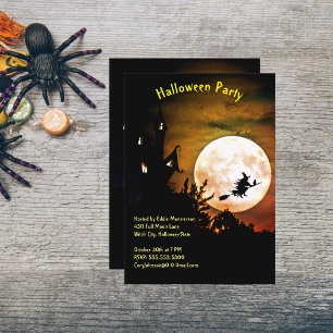 Haus, Vollmond, Hexenhaus Orange Sky Halloween-Par Einladung