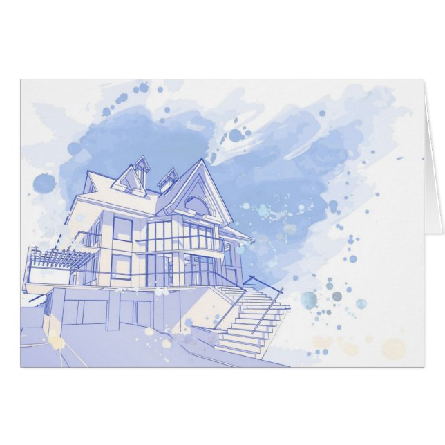 Haus: Watercolor zeichnen (Vorderseite (Horizontal))