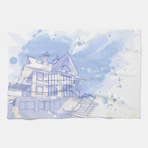 Haus: Watercolor zeichnen Handtuch