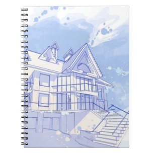 Haus: Watercolor zeichnen Notizblock