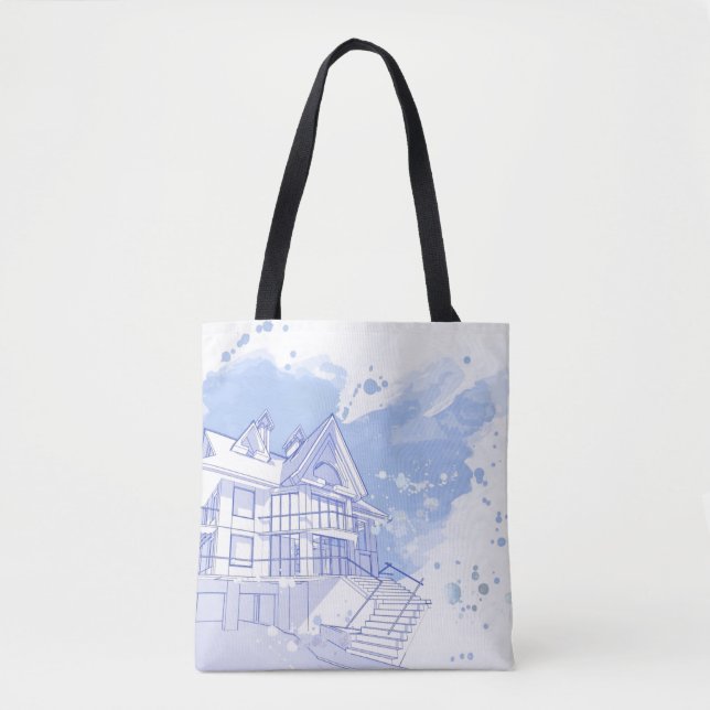 Haus: Watercolor zeichnen Tasche (Vorderseite)