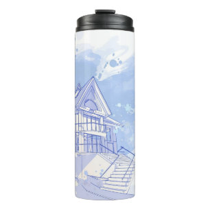 Haus: Watercolor zeichnen Thermosbecher