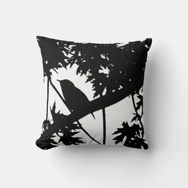 Haus-Zaunkönig-Silhouette-Liebe-Vogel-Aufpassen Kissen (Vorderseite)