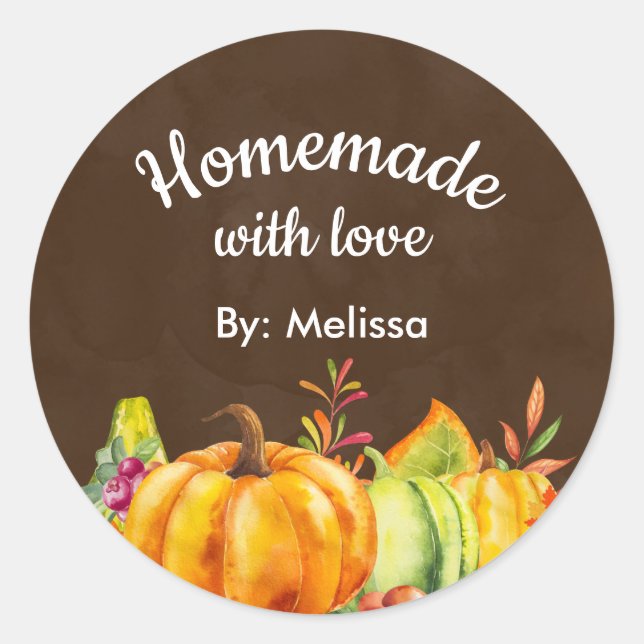 Hausarbeit mit Liebe Harvest Pumpkins Runder Aufkleber (Vorderseite)