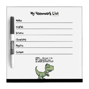 Hausaufgaben des T-Rex Dinosaur-Schülers, eine Lis Memoboard