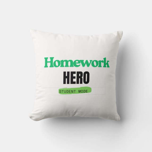 Hausaufgaben Hero: T-Shirt für den Studentenmodus Kissen (Vorderseite)
