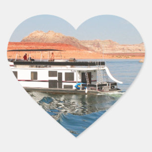 Hausboot, das Wellen, See Powell, Arizona macht Herz-Aufkleber