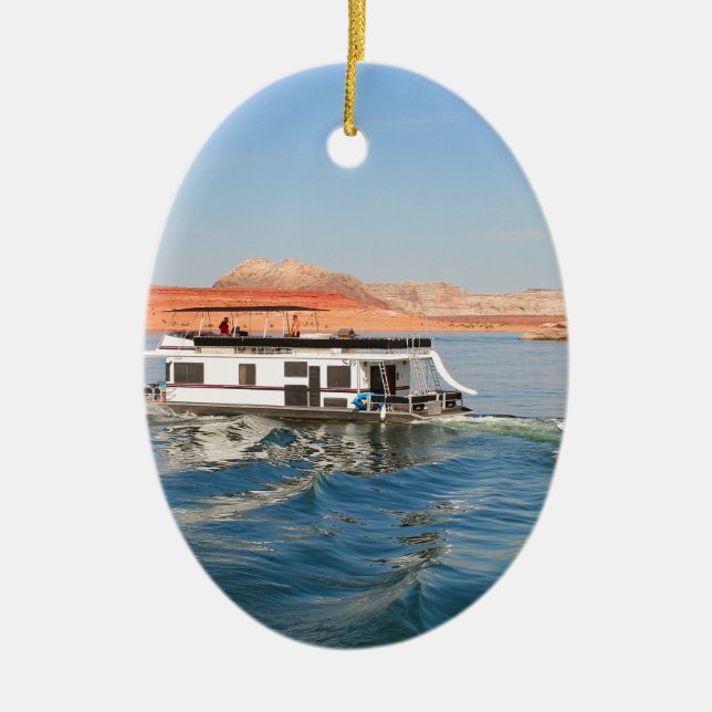 Hausboot, das Wellen, See Powell, Arizona macht Keramik Ornament (Vorne)