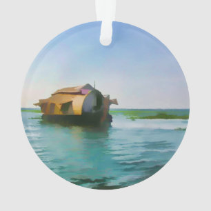 Hausboot in Kerala in der Salzwasserlagune Ornament