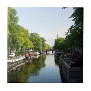 Hausboote auf dem Amsterdamer Kanal Fliese