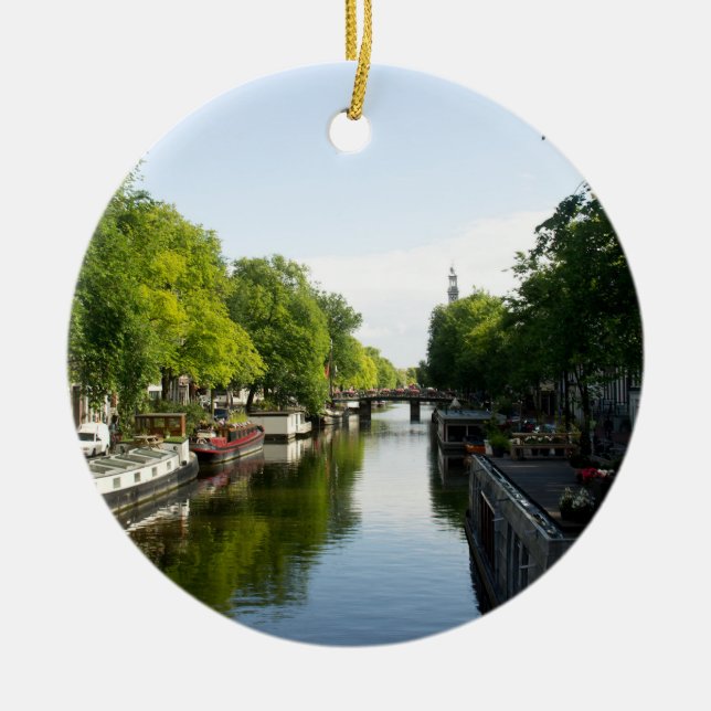 Hausboote auf dem Amsterdamer Kanal Keramikornament (Vorne)
