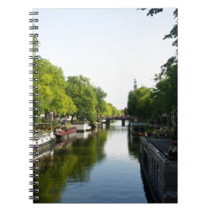 Hausboote auf dem Amsterdamer Kanal Notizblock