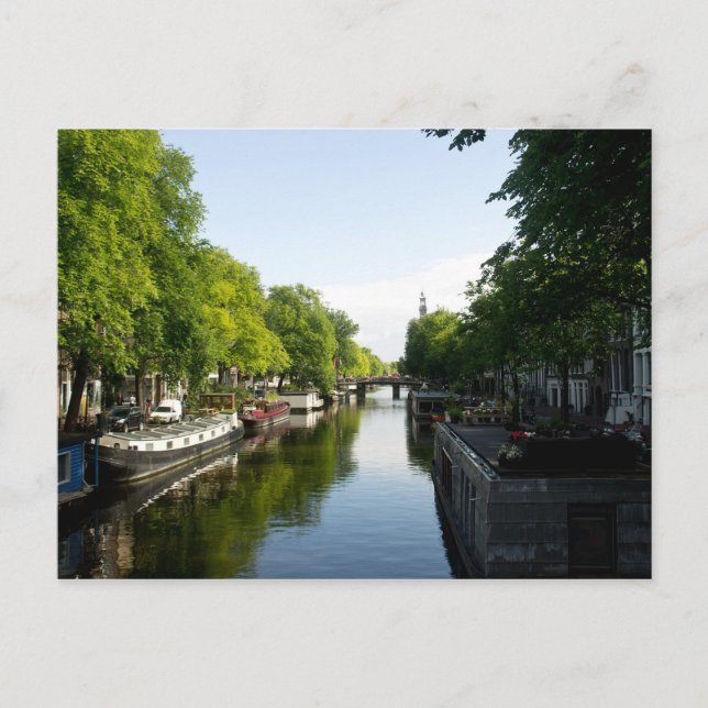 Hausboote auf dem Amsterdamer Kanal Postkarte (Vorderseite)