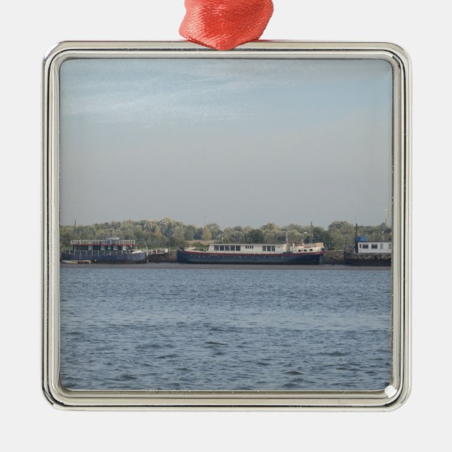 Hausboote Silbernes Ornament (Vorne)