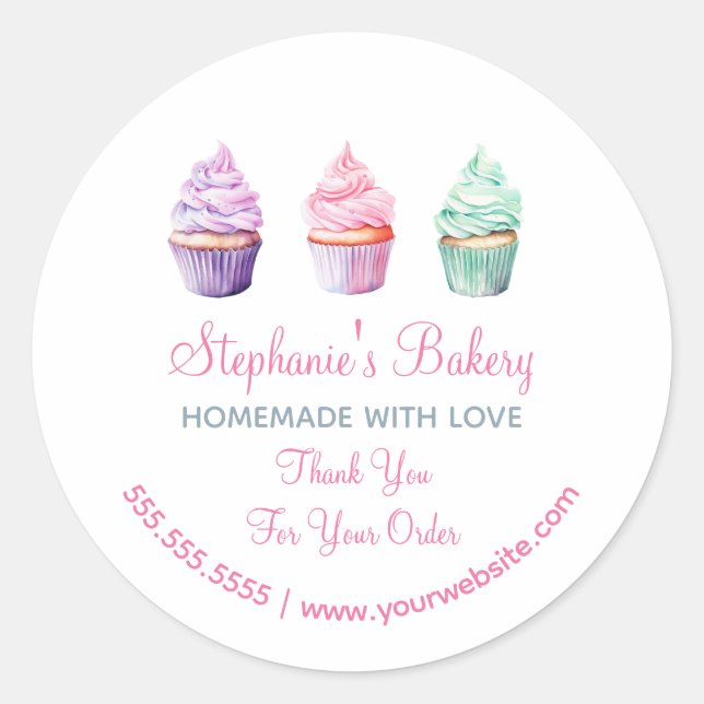 Hausbrand mit Liebe| Cup Cake Bakery Danke Runder Aufkleber (Vorderseite)