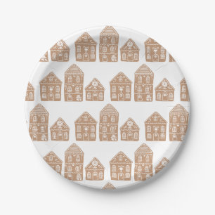 Häuschen aus Lebkuchen Dorf Illustration Pappteller