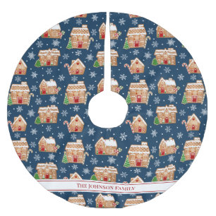 Häuschen aus Lebkuchen Polyester Weihnachtsbaumdecke