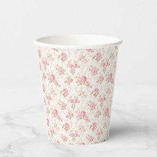Häuschen mit rosa Schleife Florales Babyshower-Fes Pappbecher