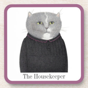 HAUSEKEEPER CAT-Untersetzer aus Hartkunststoff + T Getränkeuntersetzer