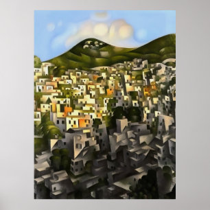 Häuser am Hang - Abstrakte Kunst Fethiye Poster