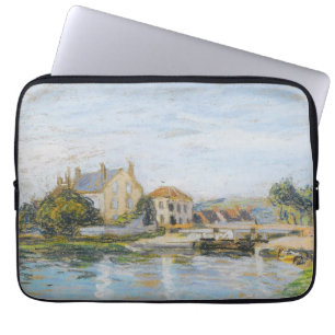 Häuser am Rand der Schleuse von La Garonne Sisle Laptopschutzhülle