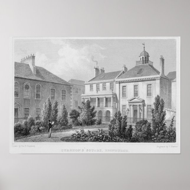 Häuser auf dem Chirurgen-Platz, Edinburgh Poster (Vorne)