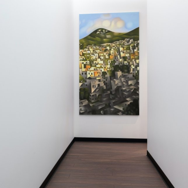 Häuser auf der Hillside - Abstrakte Kunstfertigkei Leinwanddruck (Von Creator hochgeladen)