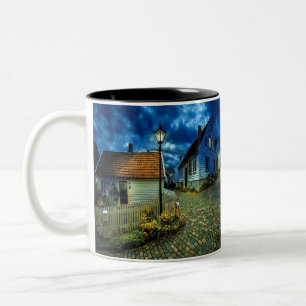 Häuser auf Steinstraßen Zweifarbige Tasse