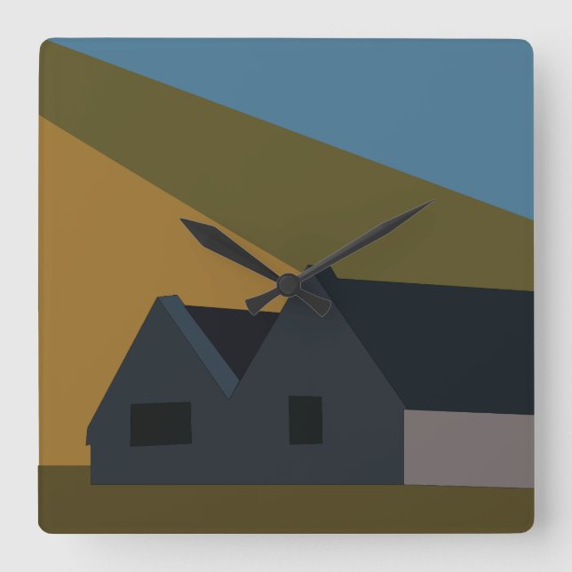 Häuser Berge Landschaft Natur Quadratische Wanduhr (Vorderseite)