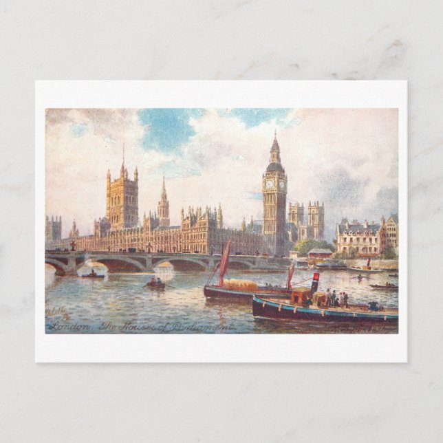 Häuser des Londoner Parlaments Vintage Postkarte (Vorderseite)