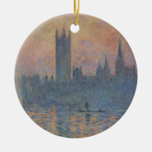 Häuser des Parlaments im Winter durch Claude Mone Keramik Ornament