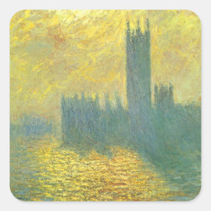 Häuser des Parlaments, stürmischer Himmel von Clau Quadratischer Aufkleber