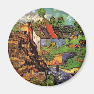 Häuser in Auvers, Kunst von Vincent van Gogh. Magnet