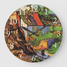 Häuser in Auvers, Kunstwerke von Vincent van Gogh. Große Wanduhr