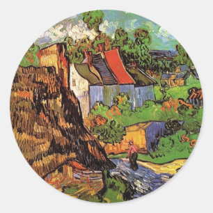 Häuser in Auvers, Vincent van Gogh. Dorf Runder Aufkleber