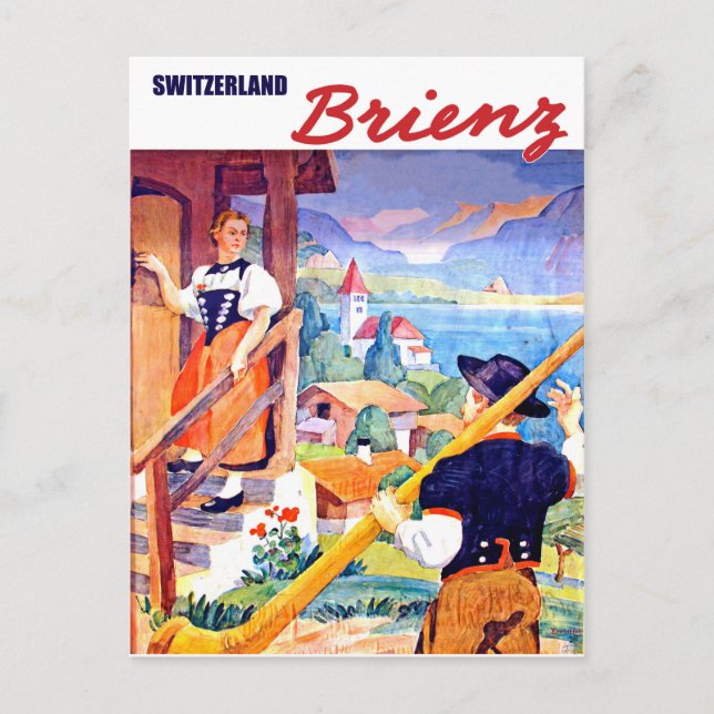 Häuser in Brienz, Schweiz Postkarte (Vorderseite)