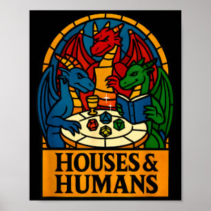 Häuser und Menschen Lustiges Rpg Nerdy Gamer Männe Poster